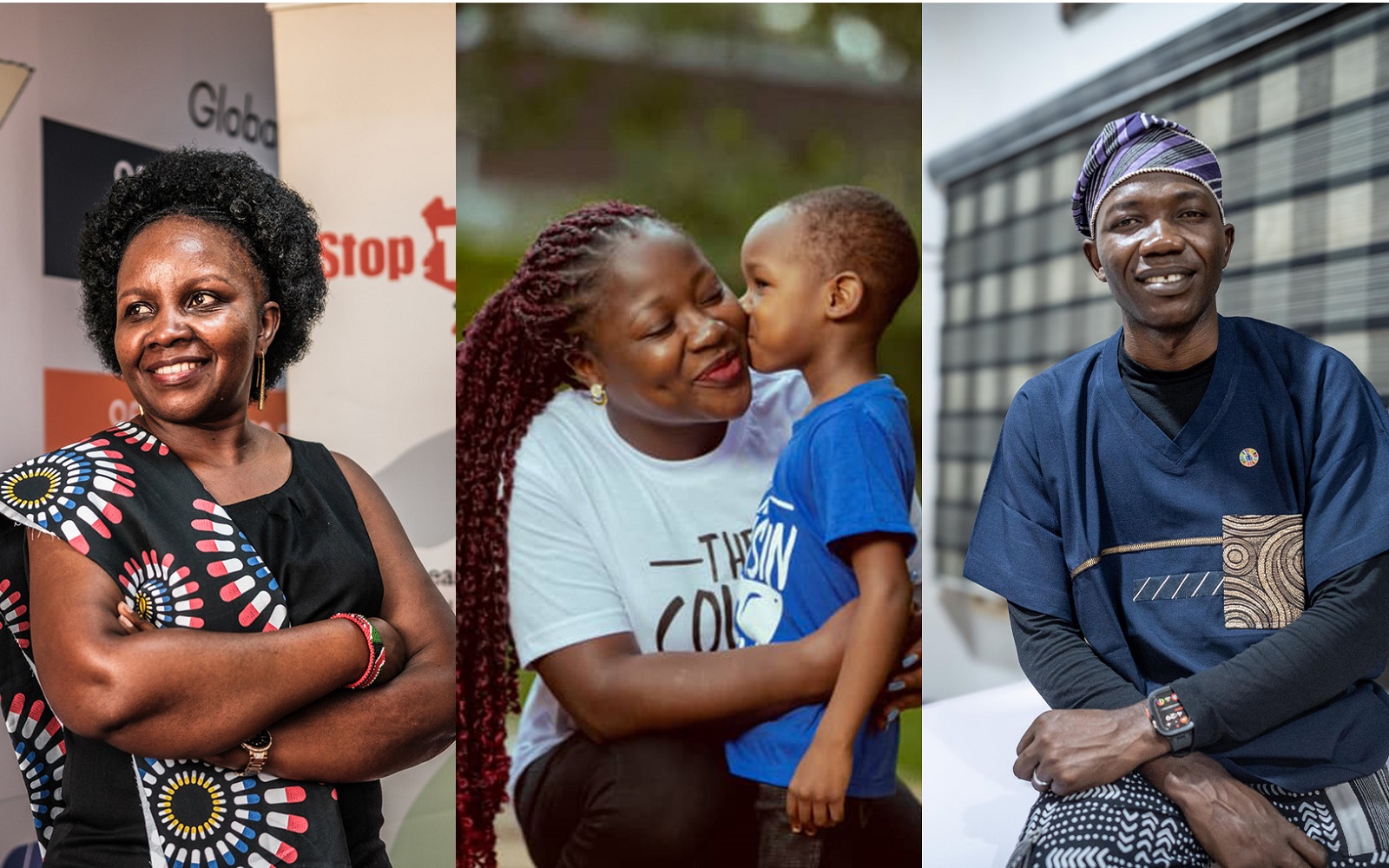 From L to R: Evaline Kibuchi, Robinah Babirye with her son, and Semiye Michael Larayetan