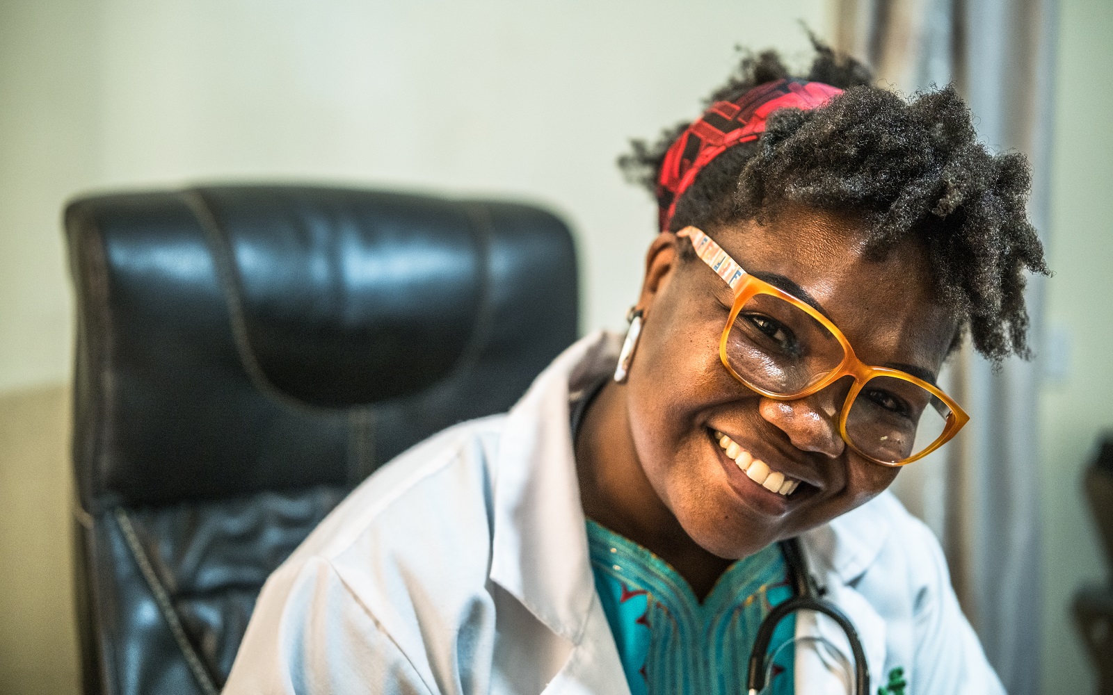 Dr. Stellah Bosire at her desk in Nairobi